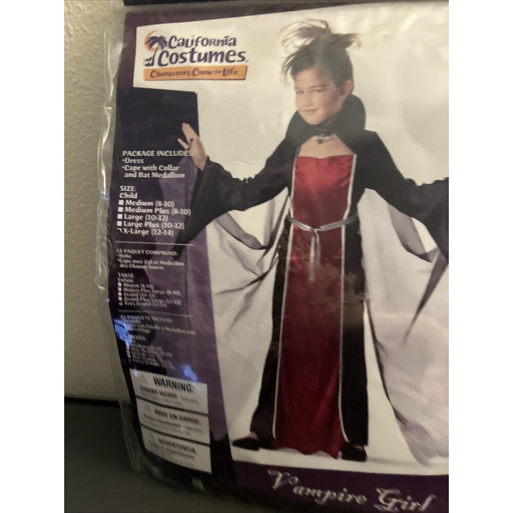 California Costumes Complete Vampire Girl Halloween Costume - Size XL 12/14 - Picture 2 of 8